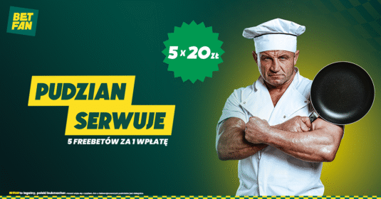 Promocja bukmacherska - 5 freebetów po 20 zł za wpłatę 20 zł