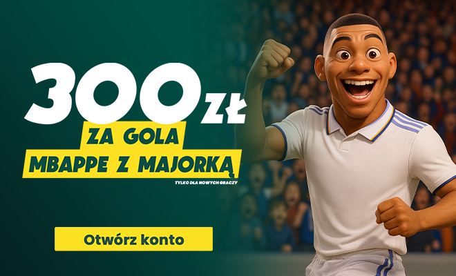 Promocja bukmacherska - 300 zł za gola Mbappe