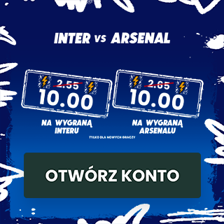 Promocja bukmacherska - kurs 10.0 na wygraną Interu lub Arsenalu