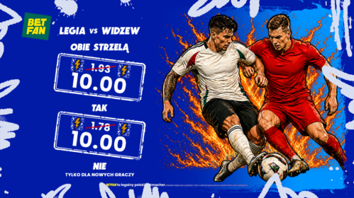 Kurs 10.0 na to czy obie strzelą gola w meczu Legia - Widzew