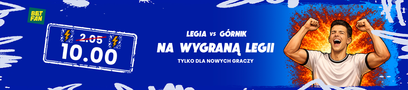 kurs 10.0 na wygraną Legii z Górnikiem