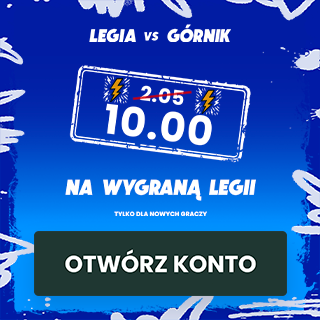 kurs 10.0 na wygraną Legii z Górnikiem