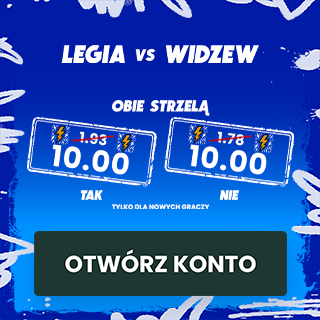 Kurs 10.0 na to czy obie strzelą gola w meczu Legia - Widzew