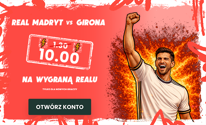 kurs 10.0 na wygraną Realu Madryt z Gironą