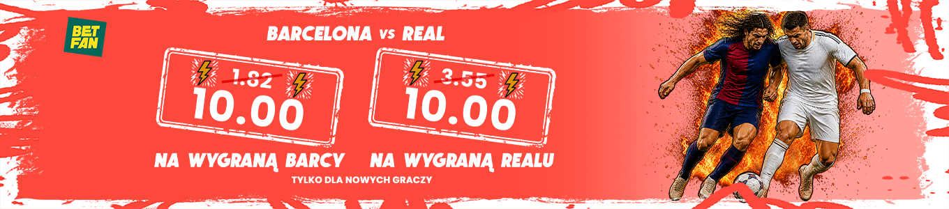 Kurs 10.0 na wygraną Barcelony lub Realu w El Clasico