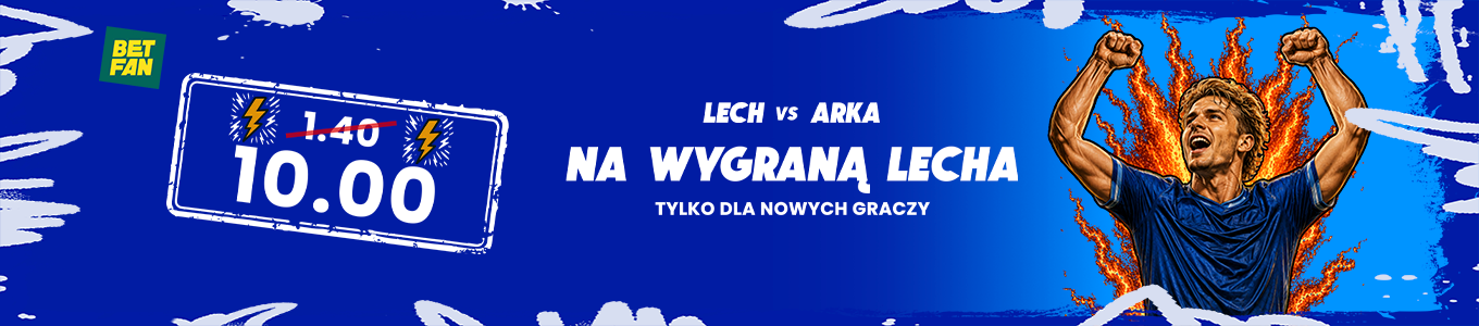 Kurs 10.0 na wygraną Lecha z Arką
