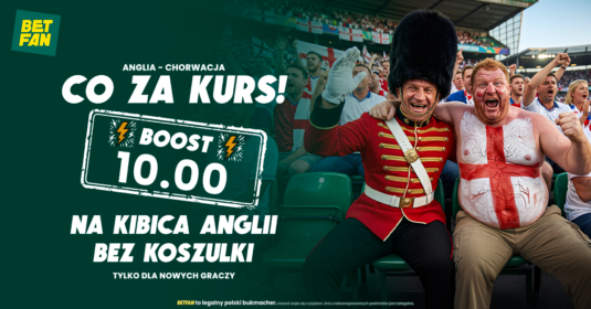 Kurs 10.0 na kibica Anglii bez koszulki na trybunach