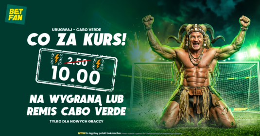kurs 10.0 na wygraną lub remis Cabo Verde z Urugwajem