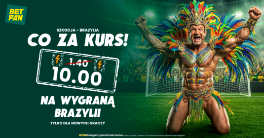 kurs 10.0 na wygraną Brazylii ze Szkocją