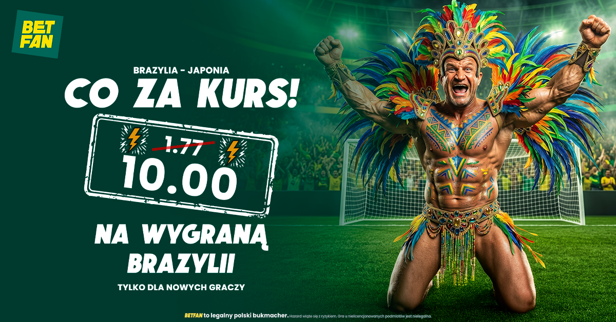 Kurs 10.0 na wygraną Brazylii z Japonią