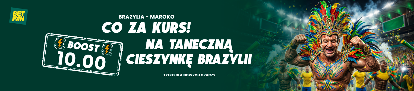 Maroko marzy o finale FIFA. Liczby pokazują, że to wcale nie fantazja 3 Kurs 10.0 na taneczną cieszynkę Brazylijczyków