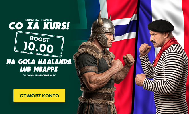 Kurs 10.0 na gola Haalanda lub Mbappe