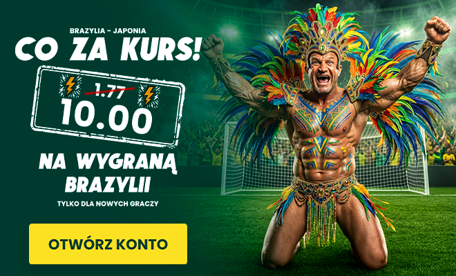 Kurs 10.0 na wygraną Brazylii z Japonią